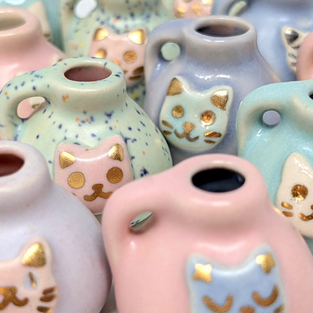 Pastel Cats Mini Vases